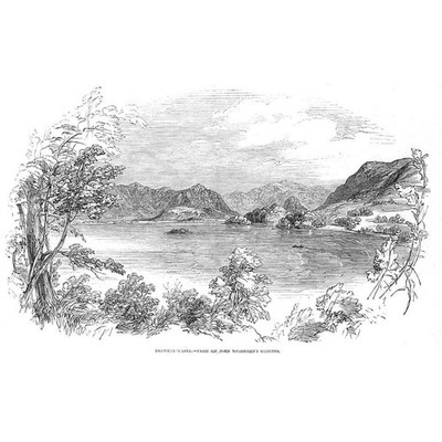 DERWENT WATER View from Sir John Woodford's Grounds - Antique Print 1851