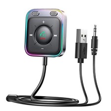 Bluetooth 6.0 AUX Car Adapter, Dual Mics Noise Cancellation, Plug-and Black