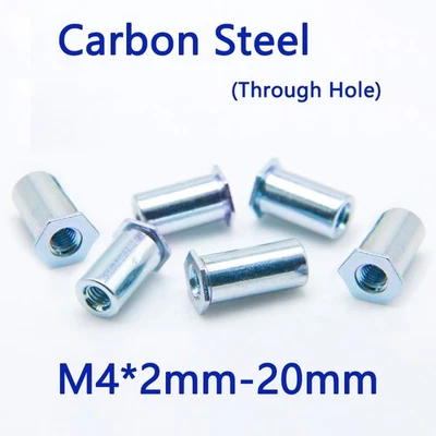 M4 Carbon Steel Through Hole Rivet Stud Self Clinching Standoff Zinc Plated - Image 1 of 4