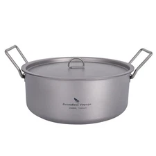 Boundless Voyage Outdoor Camping Titanium Pot 2L Stockpot with Lid Folding Ha...