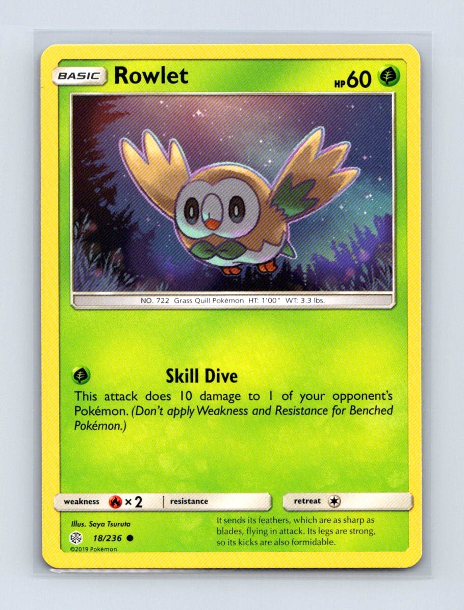 Rowlet 18/236 Common Cosmic Eclipse Pokemon Lightly Played