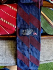 Brooks Brothers Makers Blue & Maroon Striped Silk Tie Made in USA