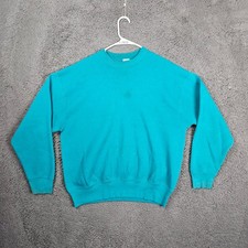 Vintage BVD Sweatshirt Large Blue Green Teal Crewneck Pullover Made in USA