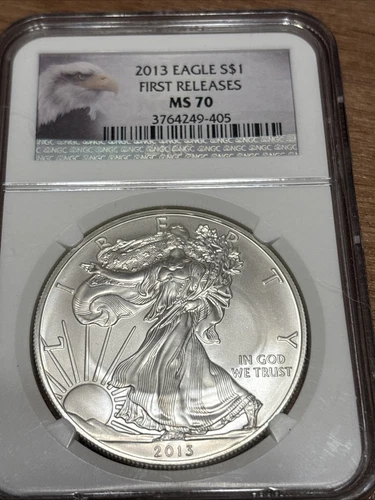 2013 American Silver Eagle NGC MS-70 First Releases Eagle Portrait Label MS 70