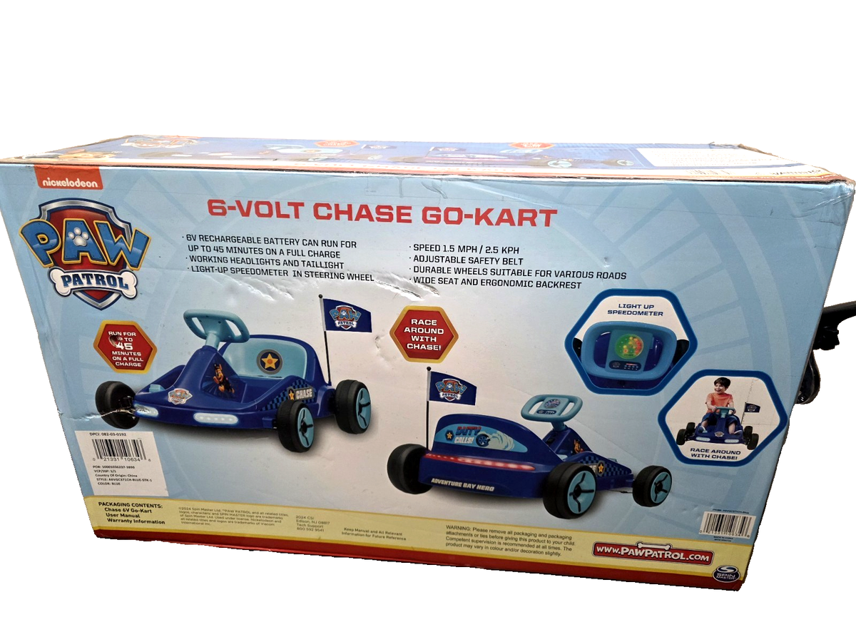 Paw Patrol Chase 6V Electric Go Kart for Kids, Electric Ride-On