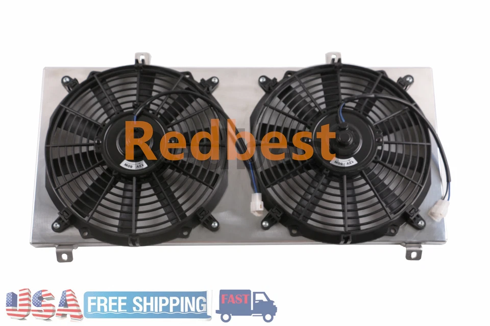 Cubierta de aluminio + ventilador de 2 x 12"" para Toyota MR2 Turbo Coupé 1991-1995 l4 2,0 MT 1998CC Foto 3 de 4