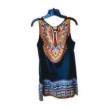 Sleeveless Black Geometric Boho Mini Dress