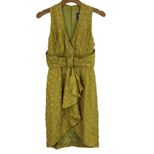 BHLDN Anthropologie Quillaree Yellow Pleated Mini Tie Sash Dress Womens Size 0