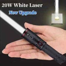20W Zoom White Laser LED Flashlight High Power Type C Rechargeable Torch Camping