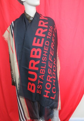 BURBERRY HERITAGE STRIPE ADDRESS GAUZE BEIGE CHECK LIGHTWEIGHT SCARF 220X65 CM - 第 3/12 張圖片