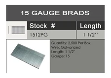 Spotnails 1512PG 15 Gauge 1-1/2" Chisel Point Straight Finish Nails 25,000 Brads