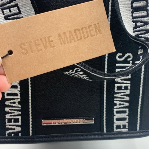 Steve Madden Black white BWEBBER PEBBLE Satchel Crossbody Bag & coin purse NWT - Picture 8 of 16