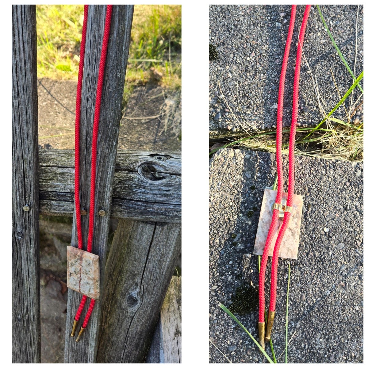 Vtg Bolero Tie Natural Stone Red Cord | eBay display picture 1