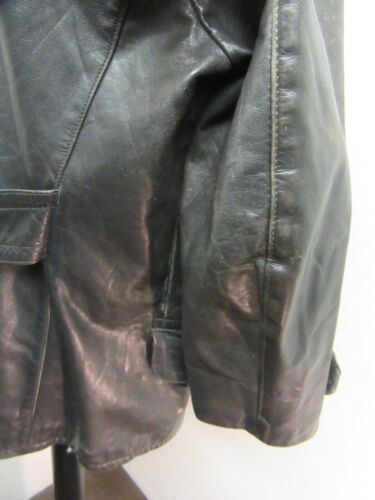 VINTAGE WW2 GERMAN LEATHER KREIGSMARINE HALF BELT JACKET SIZE L - Picture 16 of 21