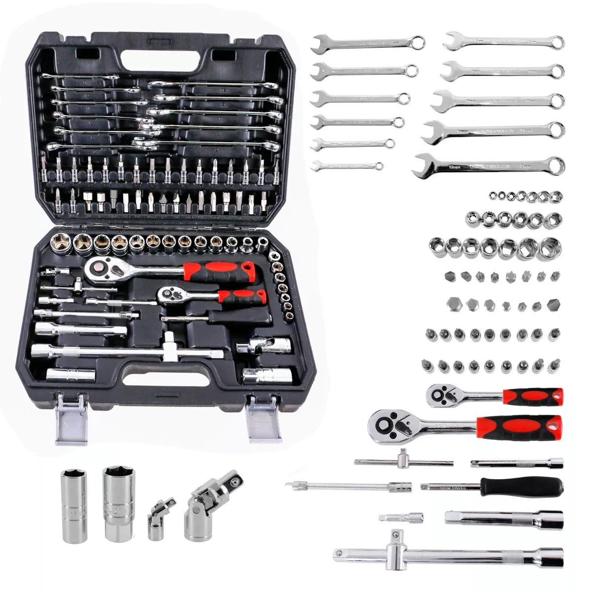 78 PCS Hand Tool Sets Car Repair Tool Kit Set Box for Home Socket Wrench Set  1/4