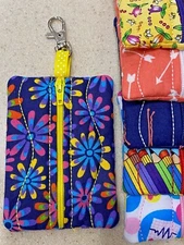 Clip on Pouch Case Holder Auvi-Q Inhaler Gift Card Money Floral Arrow Nurse Penc