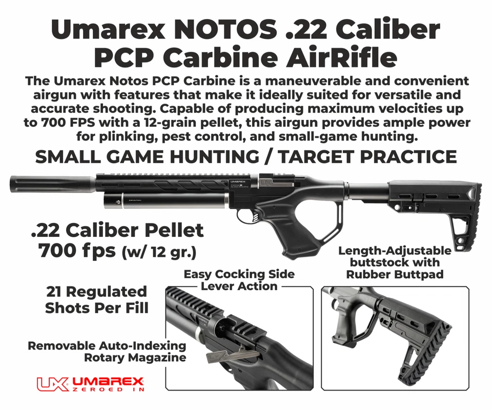 Carabina Umarex Notos calibre .22 palanca lateral PCP rifle de aire 2254847 Foto 4 de 4