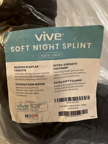 Vive Soft Night Splint Black Small New Plantar Fasciitis - Picture 2 of 4