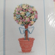 Ribbon Embroidery and Cross Stitch Floral Topiary Kit by True Colors