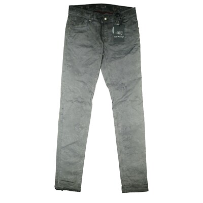 Exit Brooklyn Skinny new Stoff Jeans Hose stretch Slim S W28 L32 grau Muster NEU