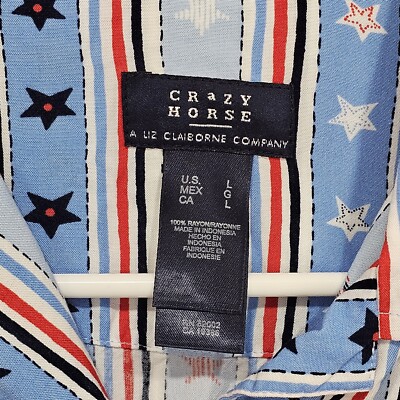 Chemisier Vintage Crazy Horse Femme – Rouge Blanc Bleu – Manches Courtes – Taille S USA