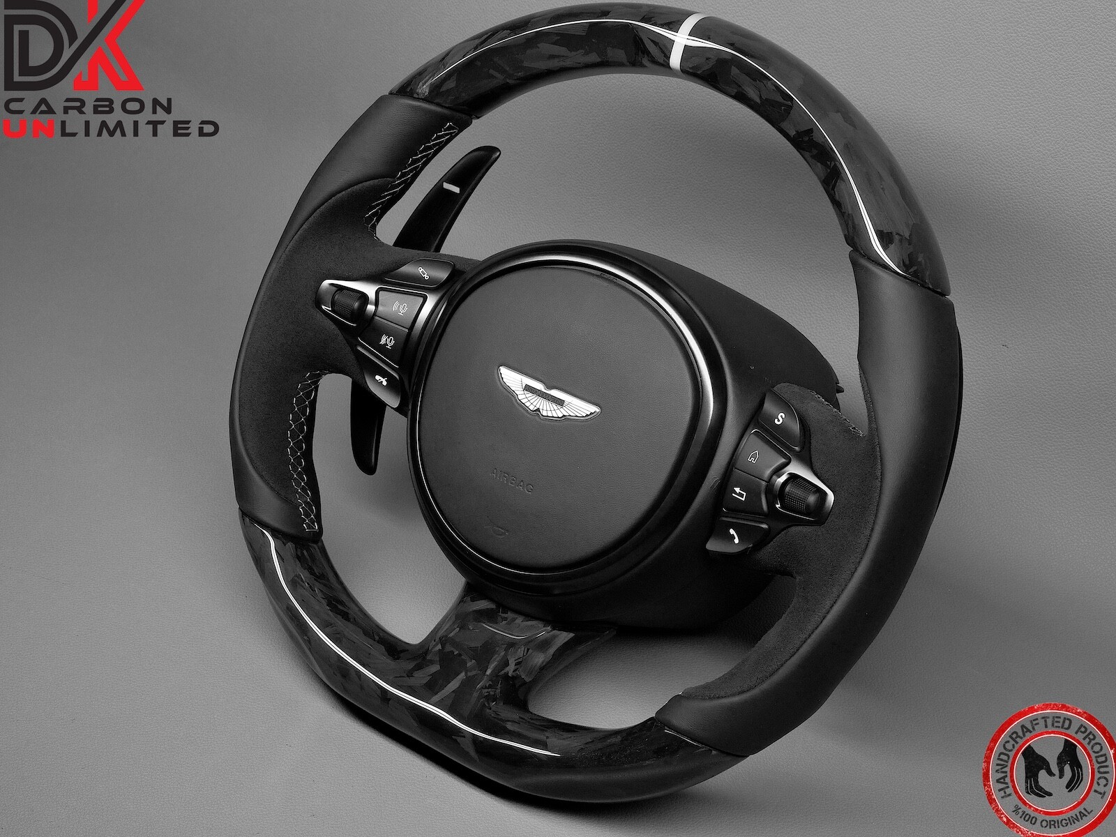 Aston Martin DB11 Vantage DBS White Ring Gloss Forged Carbon Steering Wheel v3