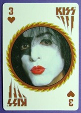 1 x playing card single card KISS Rock Band The Starchild 3 of Hearts