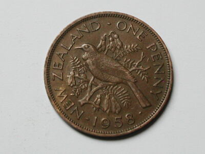 New Zealand 1958 ONE PENNY (1d) Coin with Queen Elizabeth II | eBay