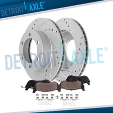 13.58" 345mm Rear Drilled Disc Rotors Brake Pads for 2017-2023 Nissan Titan 5.6L