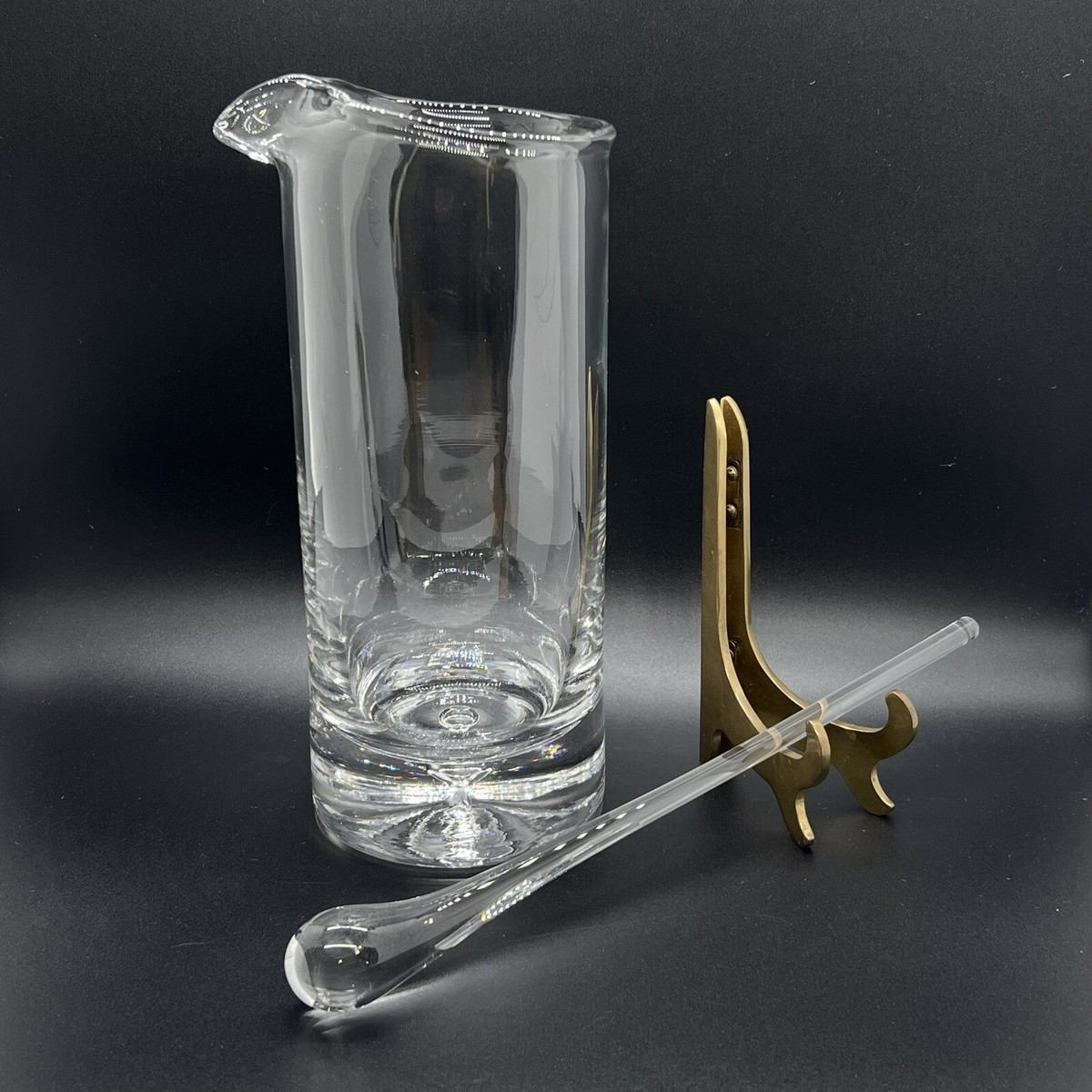 Vintage Clear Glass Martini Cocktail Pitcher Bubble Base with 10 