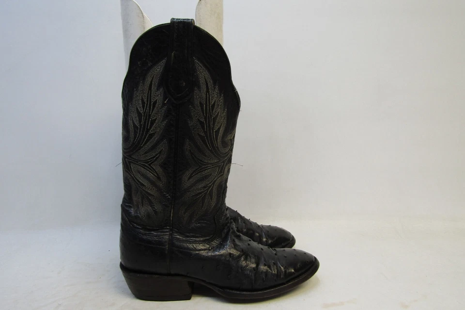 Botas vaqueras Hondo para hombre talla 9 D de cuero negro pluma de avestruz Foto 3 de 4