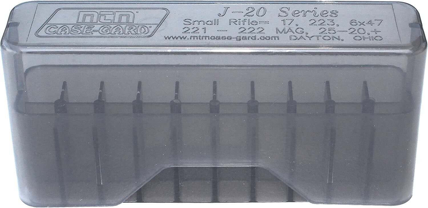 MTM 20 Round Slip-Top Rifle Ammo Box X-Small, Clear Smoke
