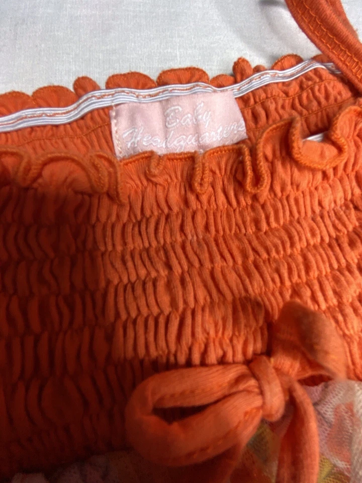 Vestido Baby Headquarters Niñas Naranja Flor Capas 18M Foto 3 de 4