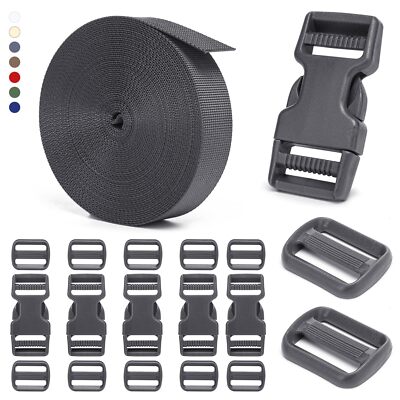 1 inch Buckles and Strap Set 10 Yards Polyester Webbing Strapping 6 Pack Dual...