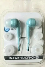 2 SETS Onn In-ear Headphones earbuds blue / teal