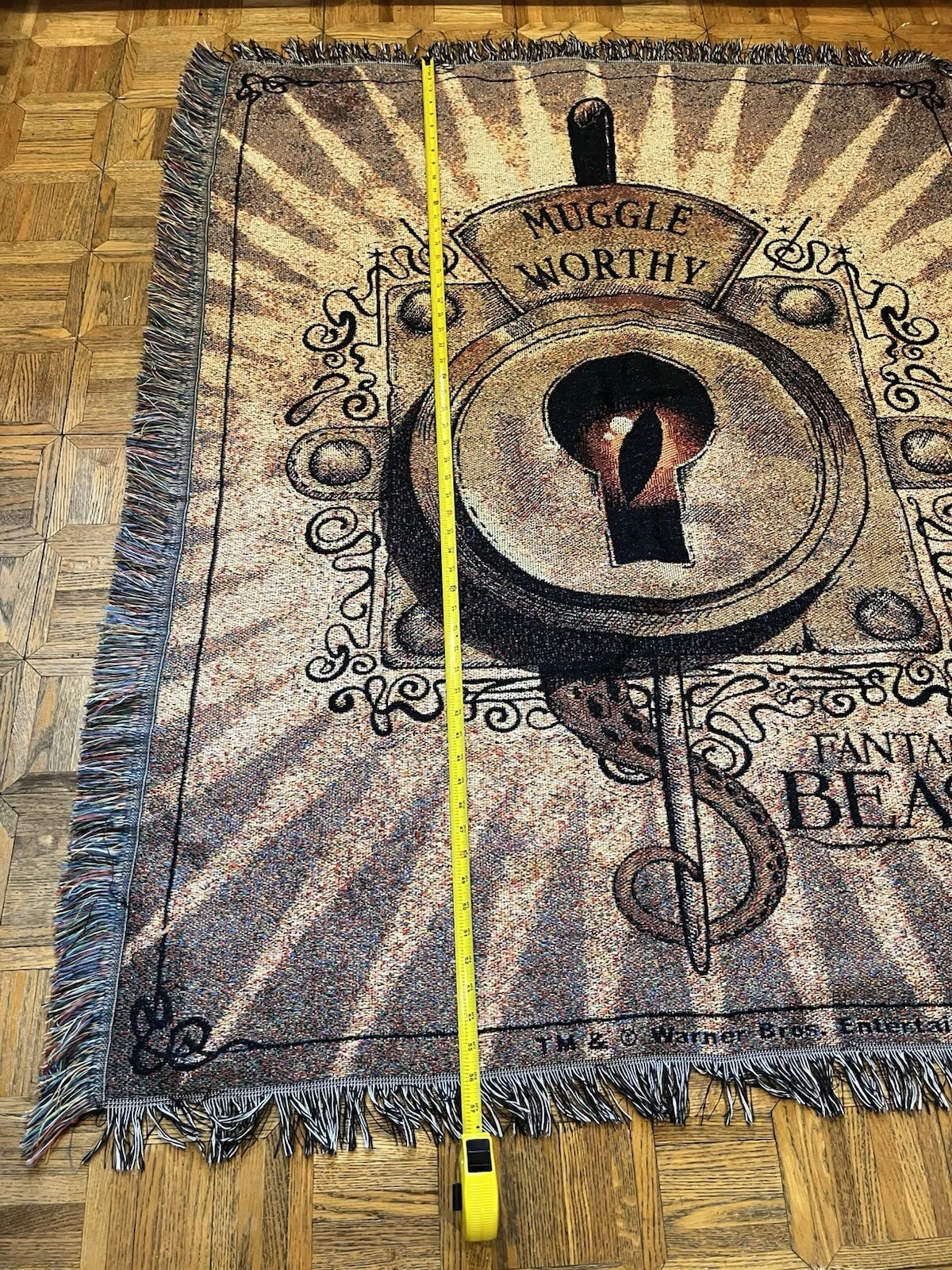 Harry Potter Fantastic Beasts Woven Throw Blanket Tapestry Muggle Worthy Fringe