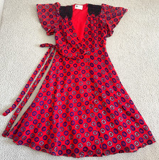 Anthropologie Kopal Adria Flutter Sleeve Wrap Dress XS Red Velvet Burnout