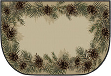 Fireproof Fireplace Hearth Rug - Wood Stove Indoor Outdoor 24x36 Inch Pine Cones