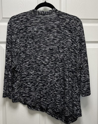 Alembika Size 6 Melange 3/4 Sleeve Button Down Cardigan Sweater Heather Black - Picture 5 of 5