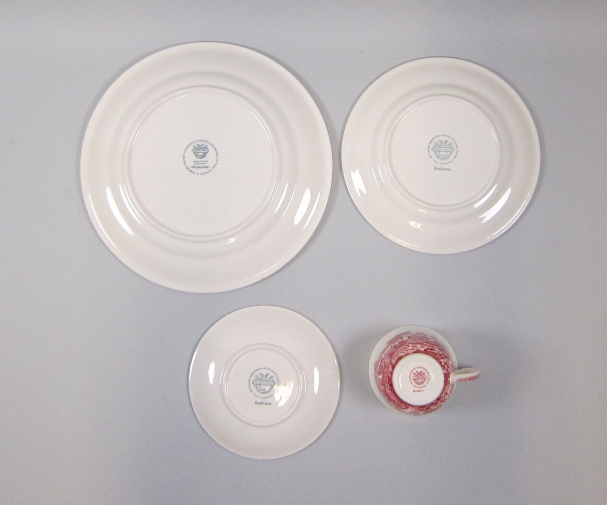 Villeroy & Boch RUSTICANA RED Transferware 4pc Place Setting Villeroy & Boch RUSTICANA RED Transferware 4pc Place Setting