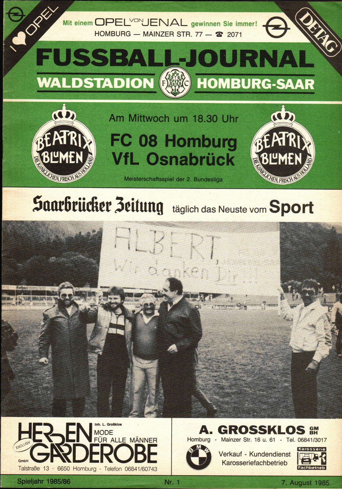 Original Mannschaftskarte FC Homburg 1984-85 19 x Original Sign+ A