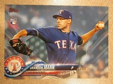 2018 TOPPS UPDATE US208 BRANDON MANN FATHERS DAY BLUE TEXAS RANGERS ROOKIE 34/50
