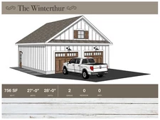 27' x 28' Detached 2 Car Garage, Floor Plans, Architectural Plans