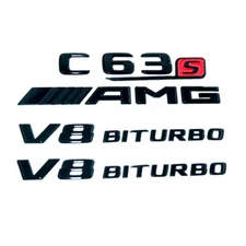Black C63s AMG V8 BITURBO Sticker Decal Emblem Badge Package for MB C63 C63s