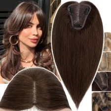 Free Part Lace Base Clip in 100% Remy Human Hair Women Topper Toupee Hairpiece