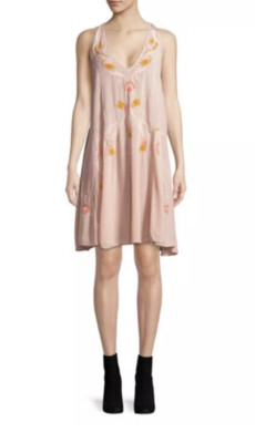 Free People Adelaide Festival Embroidered Dress Blush Combo XS NWT