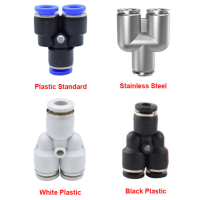 Push Fit Y Piece Pneumatic Equal Connector Push-in Fittings Air Water Hose Tube
