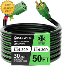 4 Prong 30 Amp Extension Generator Cord 50FT, NEMA L14-30P/L14-30R, 125/250 Volt