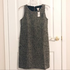 J Crew H1206 Woman's Size 2 Black/White Herringbone Wool Sleeveless Sheath Dress