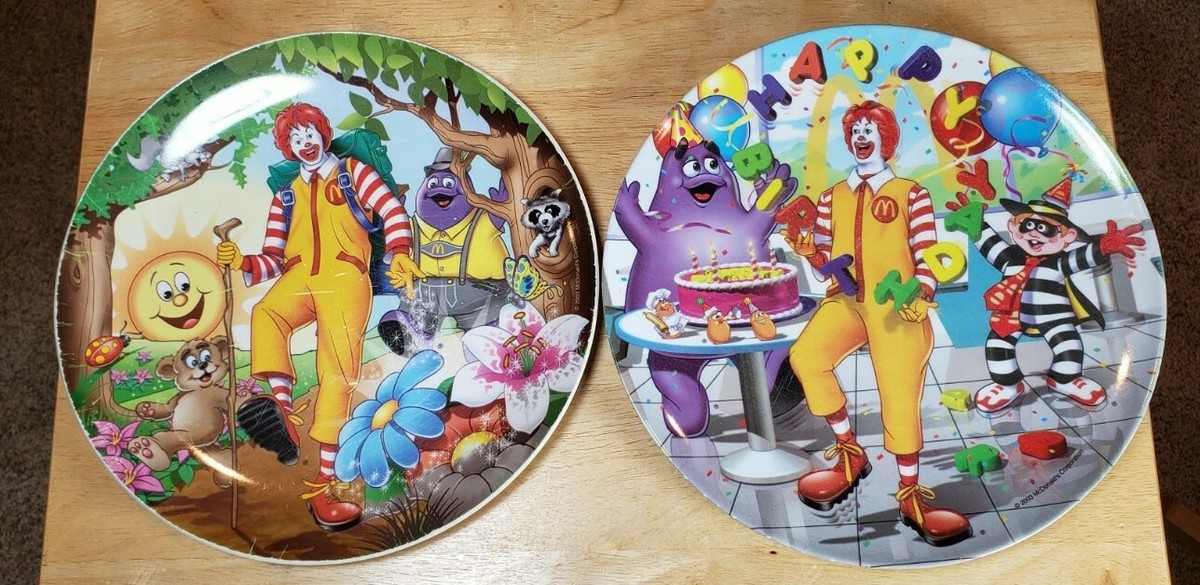Vintage 2003 McDonald's Ronald McDonald Grimace Plates Hike Forest